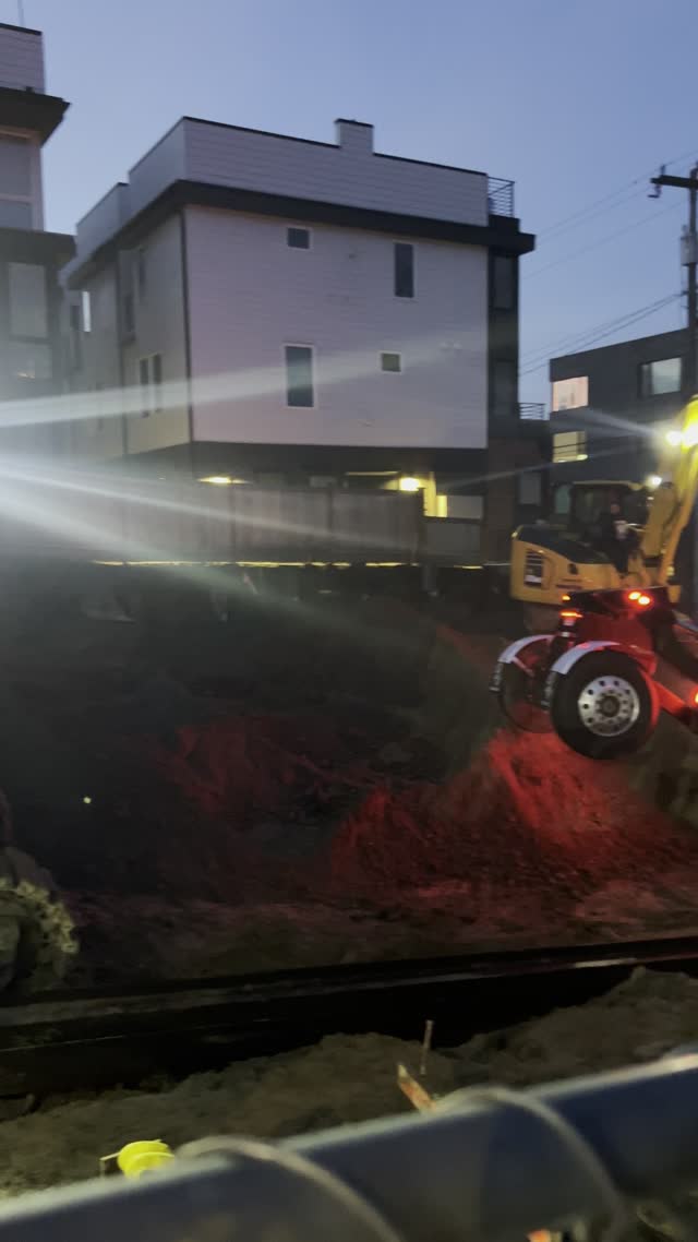 Shoring and excavation at dawn