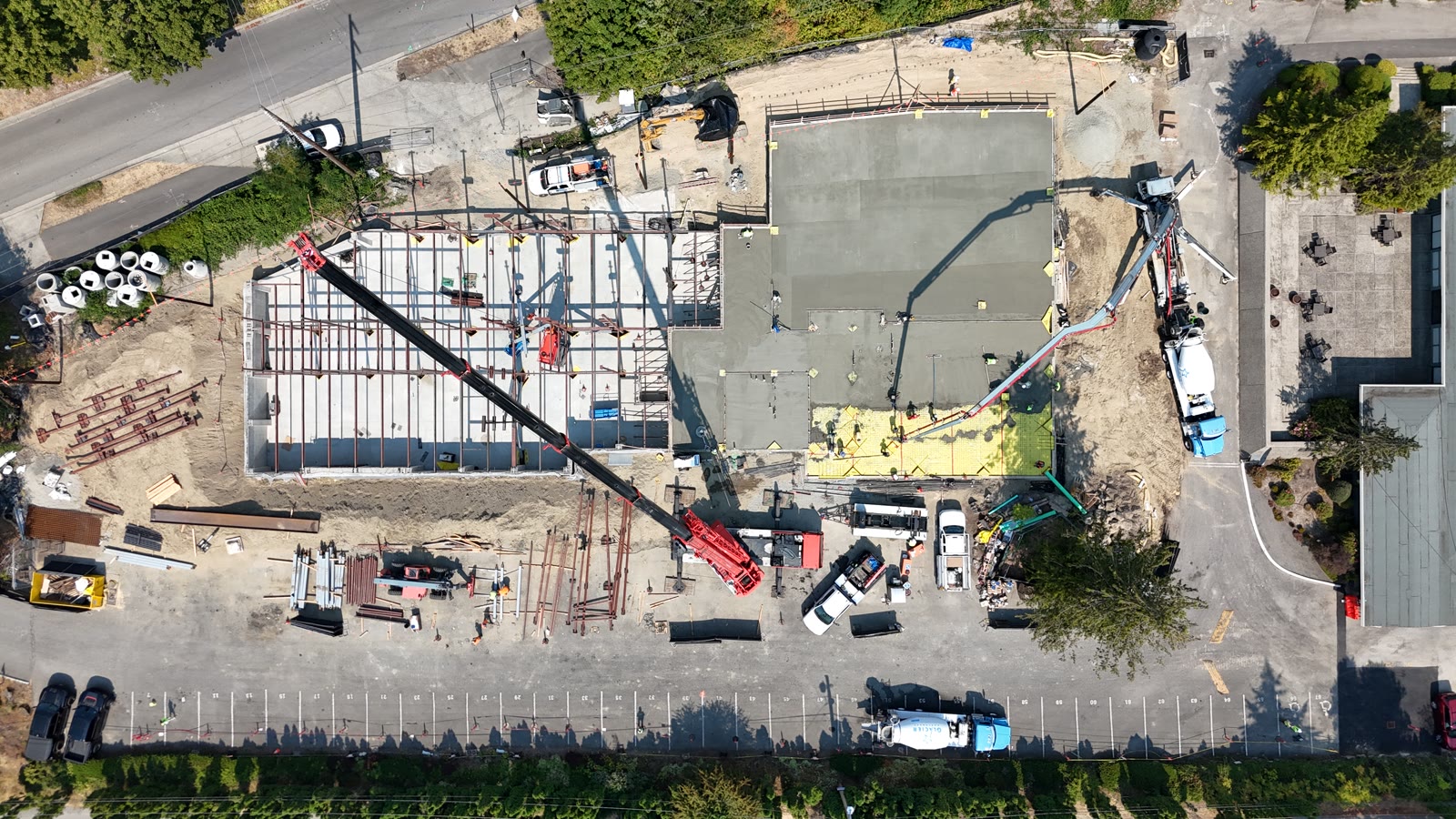 Pan view of the deck mid-pour