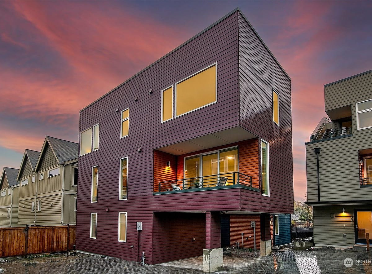 Standalone home exterior at dusk