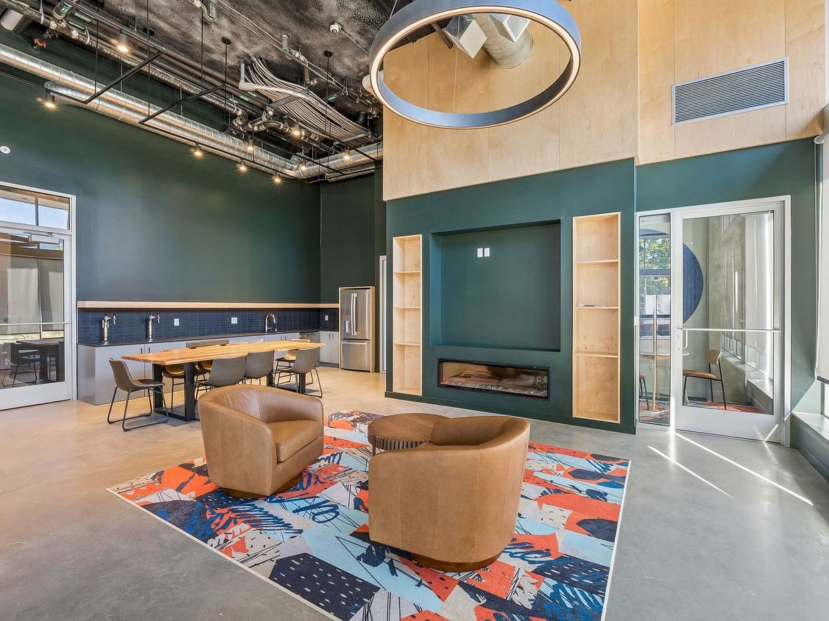 Resident lounge with fireplace